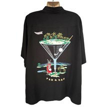 Bamboo Cay Vintage Black Embroider Hawaiian Button Up Shirt 4XL Pocket Cocktails - £77.66 GBP