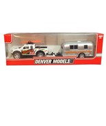 Denver Models Diecast White Pickup Truck and Silver Camper Trailer - £8.67 GBP