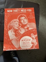 Vintage 1949 Sheet Music &quot;(Where Are You?) Now That I Need You&quot; By Frank Loesser - $5.94