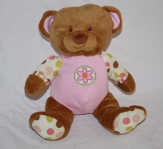Yangzhou Hengan Teddy Bear 9&quot; Stuffed Pink Ears Polka Dots Plush Flower ... - $11.75