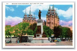 Brigham Young Monument Salt Lake City Utah UT UNP Linen Postcard W22 - £1.50 GBP