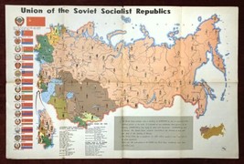 Vintage Poster USSR Demographics Russia Map Soviet Population - £36.41 GBP