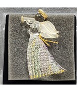 Hand Spun Glass Angel With Horn Christmas Holiday Ornament Box Santa&#39;s W... - $15.26 CAD