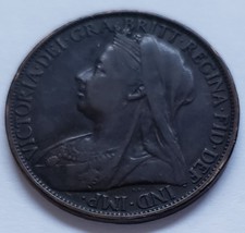 1-1/4&quot; Great Britain 1899 1 Penny Victoria Dei Gra Britt Regina Fid Def Ind Imp - £3.10 GBP