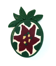 Colorful Millefiori Style Pineapple Pin Brooch Green Red White Yellow - $10.00