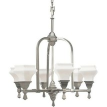 Contemporary Brushed Nickel Chandelier 6 Light Progress Lighting  P4197-09 - £189.29 GBP