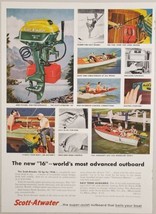 1956 Print Ad Scott-Atwater New 16-HP Outboard Motors Advanced Minneapolis,MN - $23.23