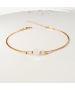 Gold filled and moonstone minimal bracelet,layer stack bracelet,stackabl... - £32.55 GBP