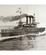 Cruiser Brooklyn Chasing Cristobal Colon Santiago 1899 Victorian Print D... - $570.99 MXN