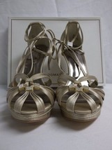 BCBG Max Azria Size 10 M Elise Champagne Satin Open Toe Heels New Womens... - £94.40 GBP