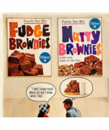 1966 Pillsbury Brownie Mix Box Advertisement Vintage Fudge Chocolate DWYY1 - $367.87 MXN