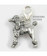 Standard Poodle Dog Charm 3 Dimensional Solid Sterling Silver - $47.52