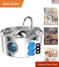 Cat Water Fountain with Water Level Window, 108oz/3.2L Cat Fountain Stai... - $68.29