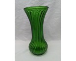 Vintage MCM Green Hoosier Glass Ribbed Swirl Vase 3 1/2&quot; X 7 1/2&quot; - $39.59