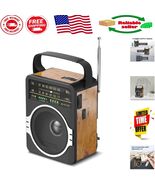 Compact AM FM Radio with Bluetooth &amp; 5W Speaker: Retro Design, Travel-Fr... - $78.32 CAD