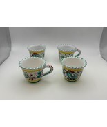 Set of 4 Deruta Italian Pottery GREEN ROOSTER Demitasse / Espresso Cups - $150.90 CAD