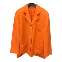 Harve Benard Womens Orange Button Front Linen Blazer Jacket Size 12 - £13.34 GBP
