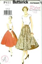 Butterick Sewing Pattern P411 6176 Retro &#39;52 Top Skirt Misses Size 8-12 UNCUT - $8.99