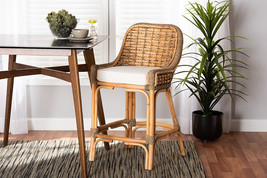 Cody Natural Brown Woven Rattan Counter Stool w/Cushion - $10,536.63 MXN