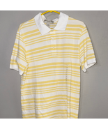 Banana republic White and Yellow Striped Polo Shirt - $322.19 MXN