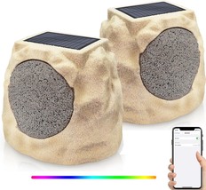 Rock Speakers Outdoor Waterproof Solar Set Of 2 Rock Speaker Bluetooth Wireless - £152.53 GBP