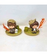 Pair of vintage ceramic taper candle holders, mid century modern kitsch - $47.04 CAD