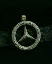 1.20Ct Simulated Diamond Brilliant Mercedes Logo Pendant 14K Yellow Gold Plated - £124.11 GBP