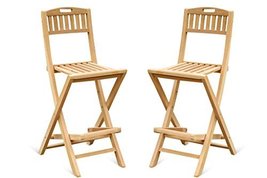 Windsor&#39;s Genuine Grade A Teak Mallorca Folding Counter Chairs (Set of 2). Count - £659.34 GBP