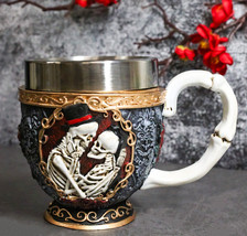 Cameo Skeletons Bridal Couple Love Never Dies Wedding Scrollwork Tea Cup Mug - £24.31 GBP