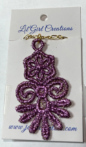 Necklace Fashion Jewelry Lavender Thread Machine Embroidered 18&quot; Chain New - £11.67 GBP