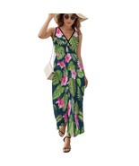 Mondxflaur Jungle Hibiscus Summer Dresses for Women V-neck Sleeveless Lo... - $49.37 CAD+