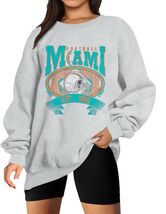 FASHGL Miami Football Sweatshirt Women Oversize Long Sleeve Light Grey XXL - $279.86 MXN