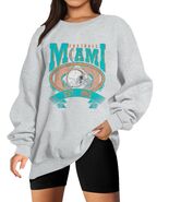 FASHGL Miami Football Sweatshirt Women Oversize Long Sleeve Light Grey XXL - $21.16 CAD