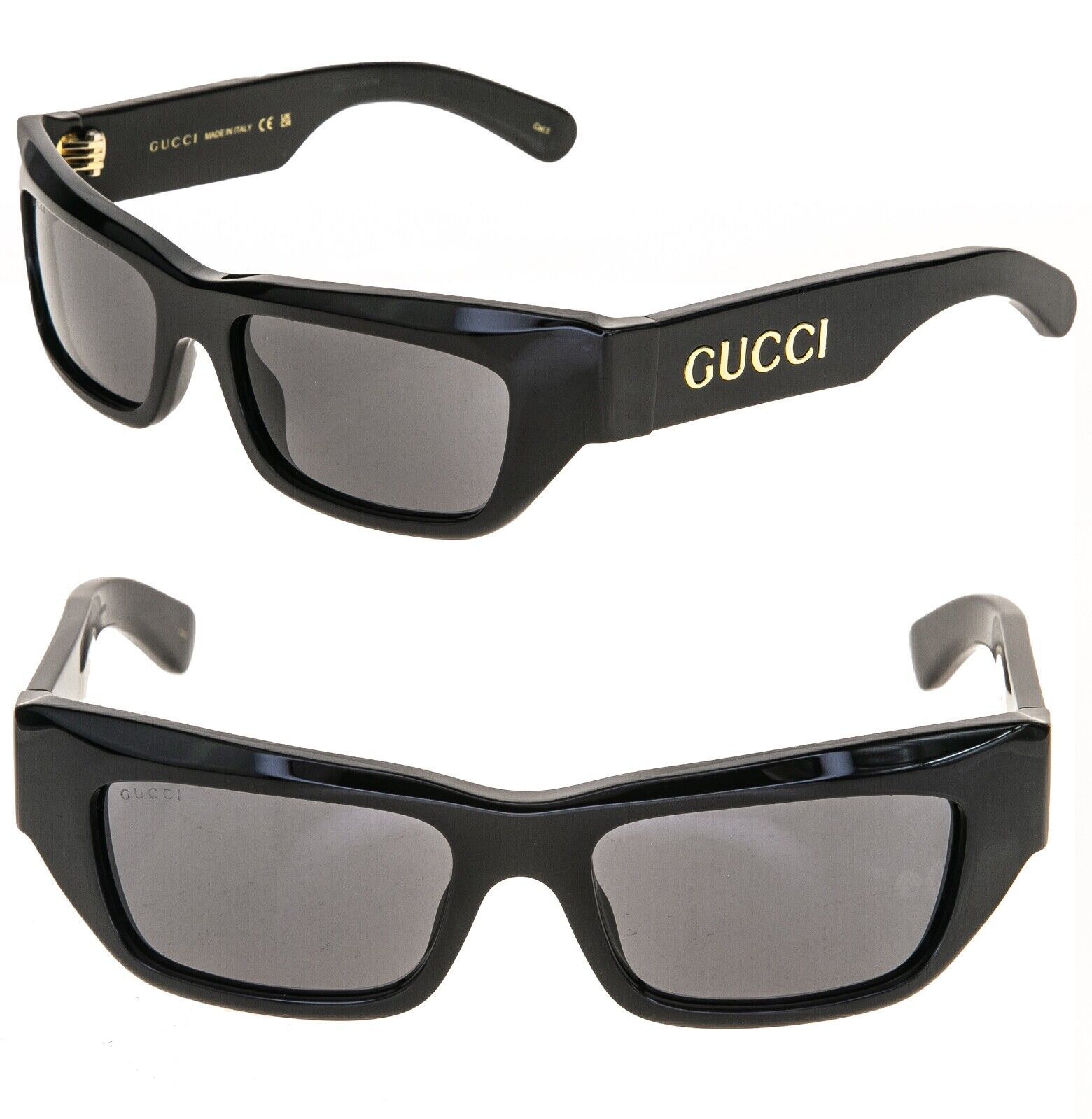 GUCCI 1296 Black Narrow Rectangular Logo Gg1296S Unisex Mask Sunglasses 001