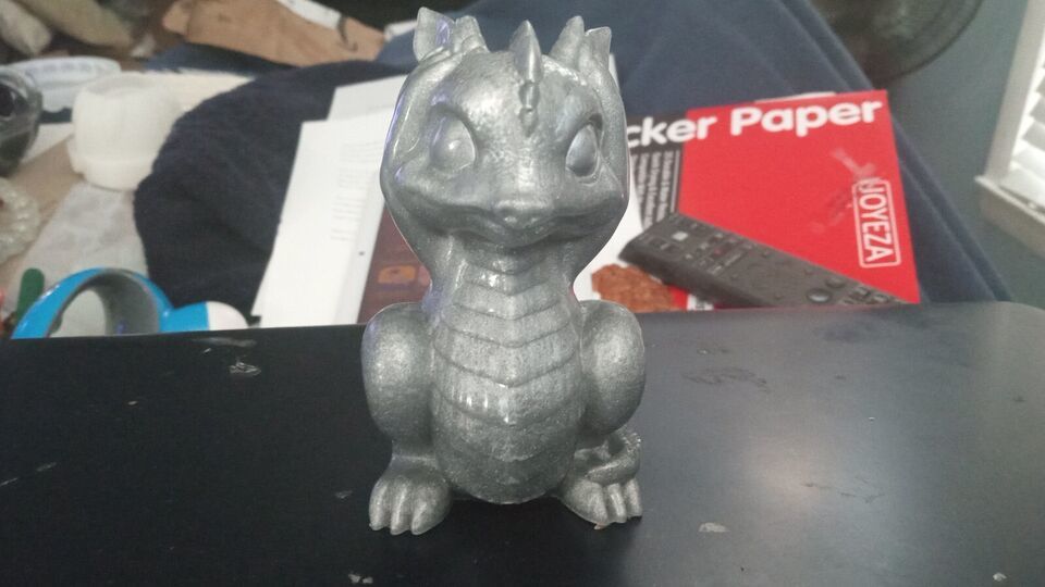 Handmade Silver Hear No Evil Dragon Statue - $14.25