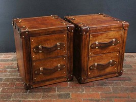 Finest English Leather Occasional Side Table Nightstand Trunks with Draw... - $1,237.75