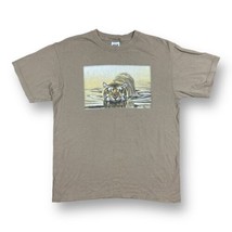 Vintage 90s Tiger Graphic T-Shirt Large Faded  Tan Rusty Rust Wildlife USA 1998 - $24.74