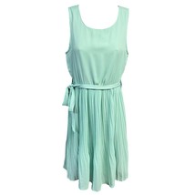 Cherry Dress Sleeveless Teal Belted Lined Women Size Medium Elastic Waist - $28.49