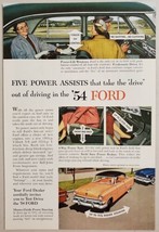 1954 Print Ad Tthe &#39;54 Ford with 5 Power Assists Master Guide Power Stee... - $12.85