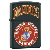 Zippo Lighter - Marines With Logo Black Matte - 853965 - $33.26