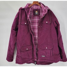 Berne Womens Work Jacket 2XL Purple Plaid Lined Removeable Hood Heavy Coat - £43.82 GBP