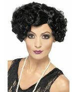 Black 20s Flirty Flapper Wig Wavy Curls Chicago Roaring Gatsby Cabaret Jazz Babe - $20.62 CAD