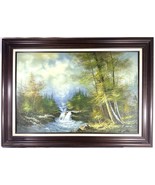 Original Oil Painting Signed P. Charles River Waterfalls Landscape Large... - $244.81 CAD