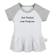 Not Perfect Just Forgiven Christian Newborn Baby Dress Toddler Cotton Clothes - £10.42 GBP