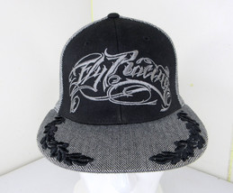 Fly Racing Hat Flat Bill Cap Embroidered Logo Flex Fit S-M Size Black Gray Moto - £19.74 GBP