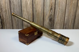 20" Maritime Vintage Nautical Telescope With Wooden Box Brass Finish Spyglass - £118.20 GBP