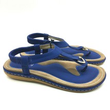 SOCOFY Womens Blue Comfy Elastic Clip Toe Flat Beach Sandals Size 9 US - $28.49