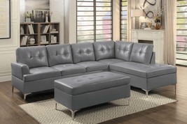 Contemporary Gray 3pc Sectional Sofa with Ottoman - £1,271.57 GBP