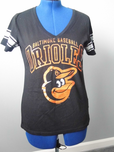 Women's G-III 4Her by Carl Banks Baltimore Orioles Glitter Raglan V-Neck T-Shirt - $32.00