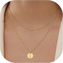 Gold Initial Necklaces for Women Girls 14K Gold Plated Initial Necklaces... - $18.88